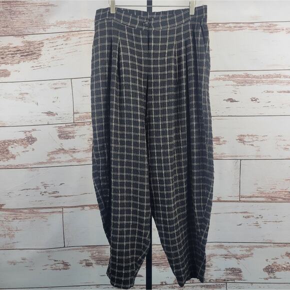 Alembika Plaid Wide Leg Tapered High Rise Pants Size 4 = 12/14